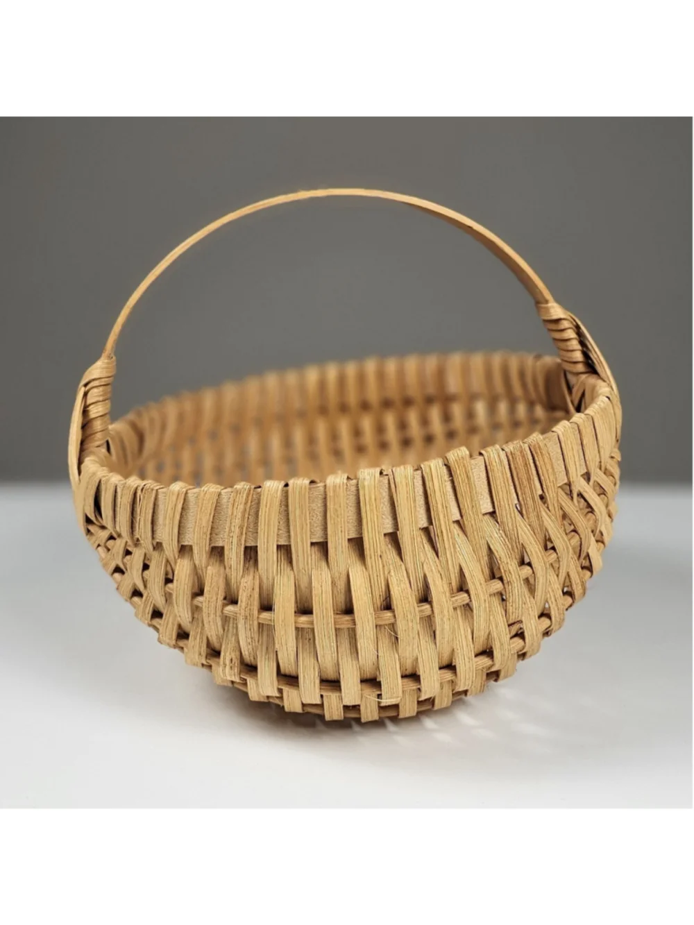 Vintage Woven Buttocks Basket - Appalachian Egg Gathering Melon Basket, 8